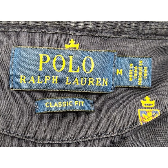 Polo Ralph Lauren Shirt Men M Navy Short Sleeve Classic Fit All Over Print Crest - Picture 4 of 8